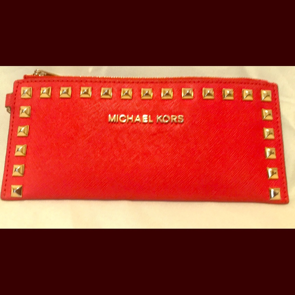 Michael Kors Studded Wristlet in Vermilion